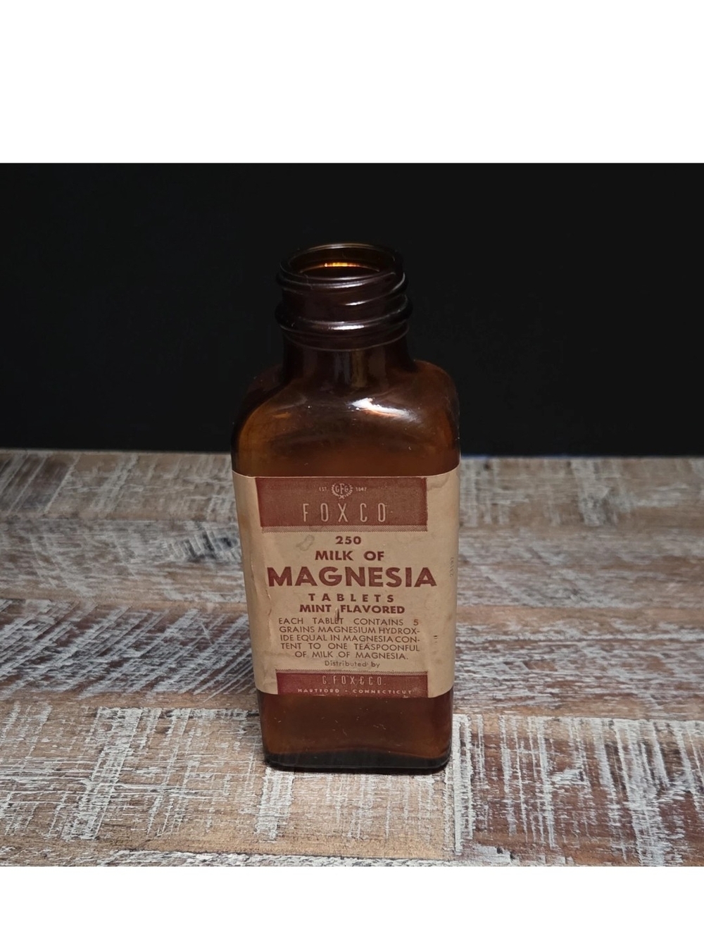 Brown Milk of Magnesia Bottle - Amber Glass